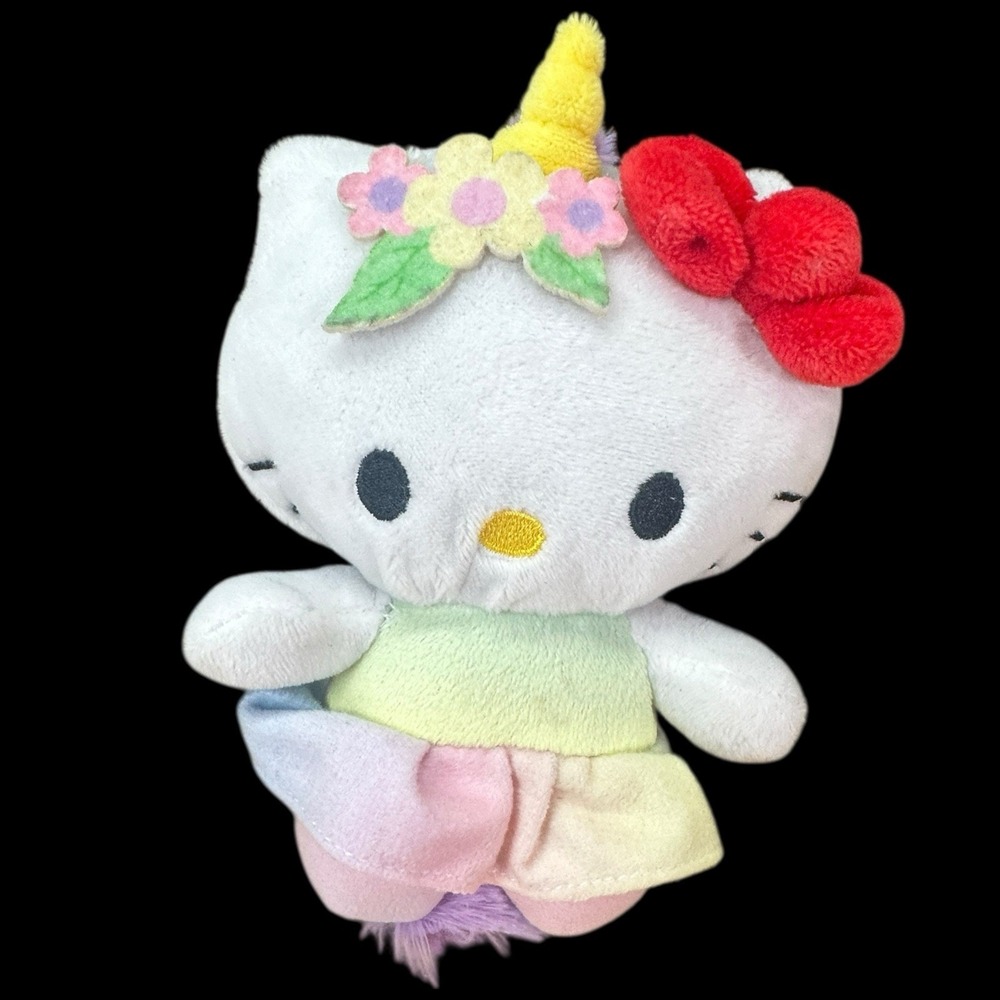 Hello Kitty Unicorn Plush 7" Multicolor Fiesta Stuffed Plush Toy Hanging Feature